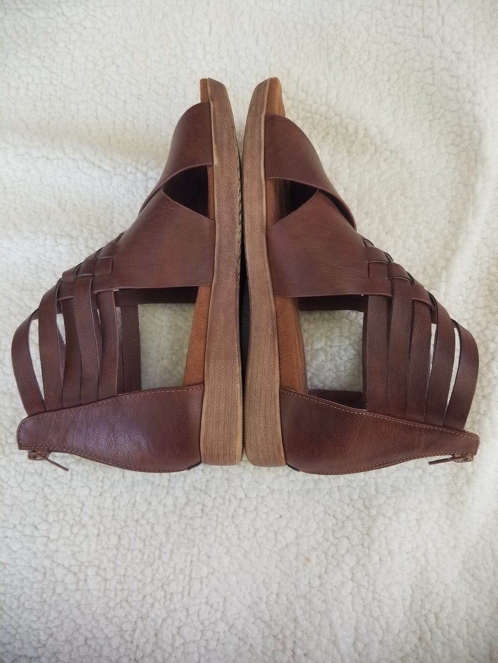 Natural Reflections Brown Strappy Woven Sandals - Picture 4 of 6